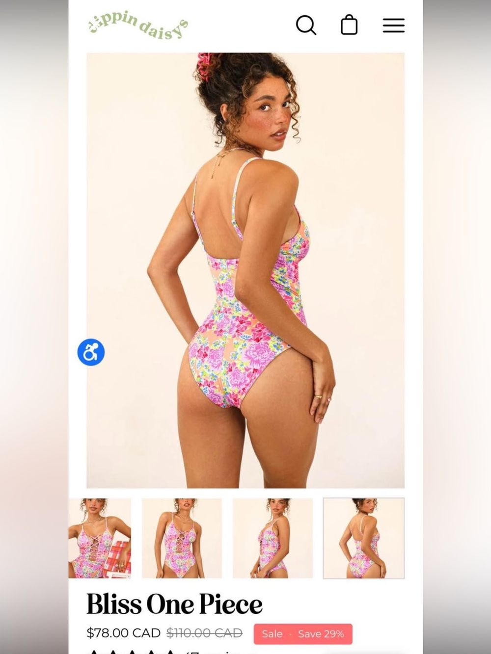 Dippin' Daisy's Pink Floral Lace-Up One Piece - Picture 2 of 6